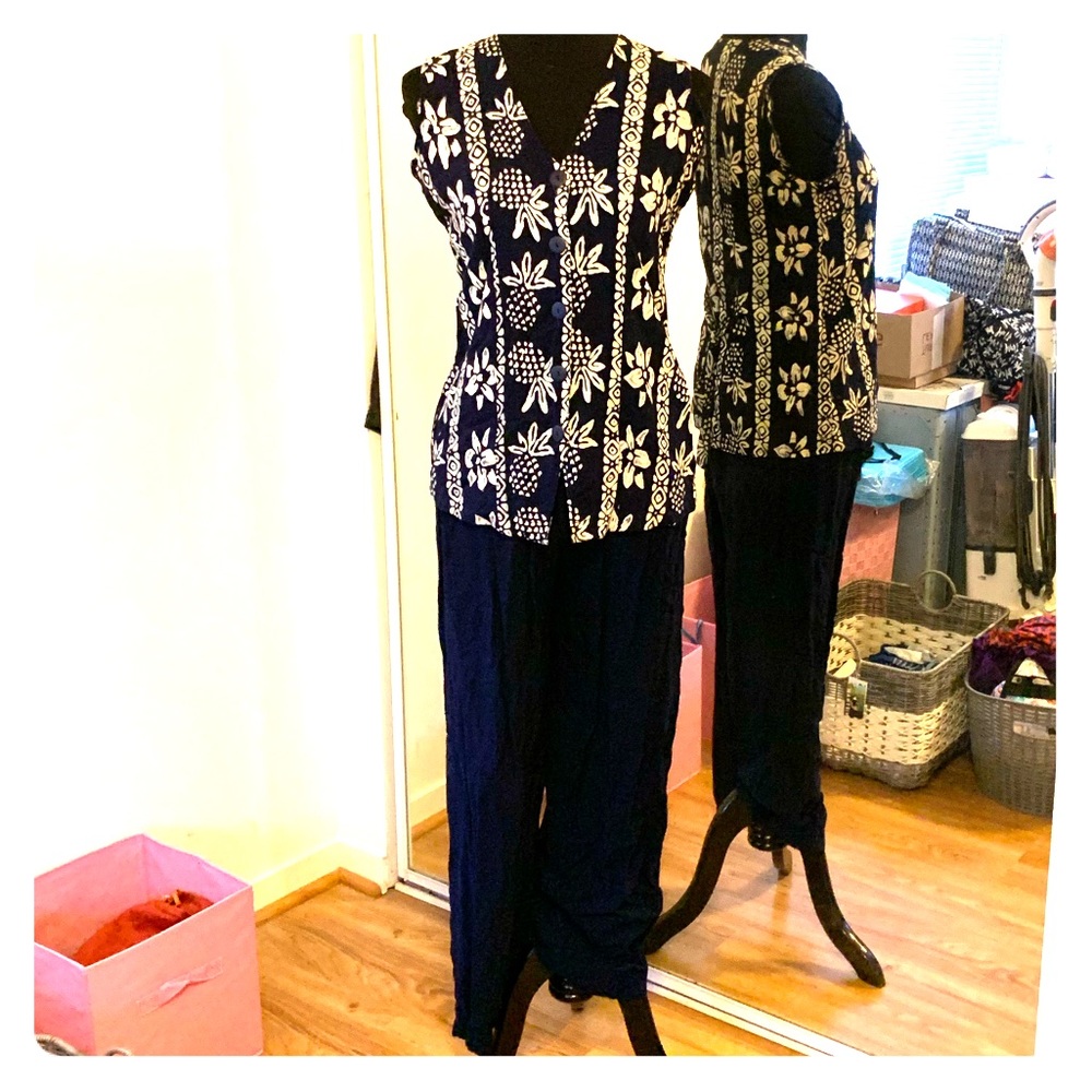 Back East 100% Rayon pants and top outfit size P